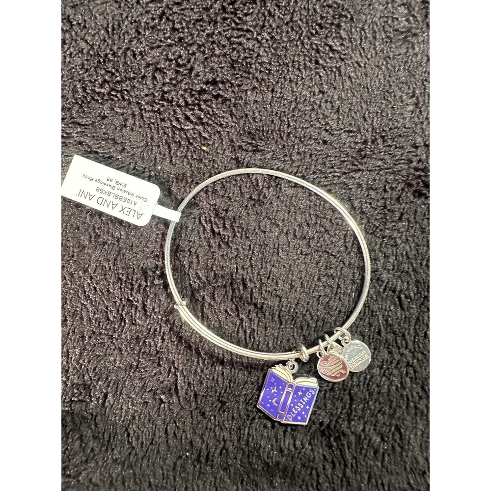 Alex And Ani Color Infusion Blessings Book Bracelet Silver Tone New